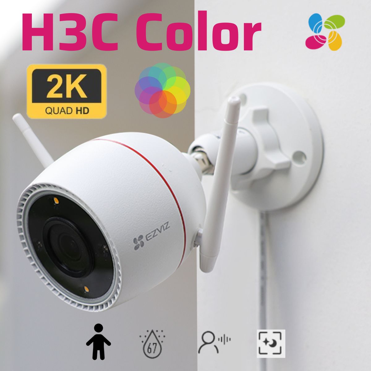 Camera H3c 2K+ EZVIZ WiFi Không Dây 4MP Thông Minh Ngoài Trời