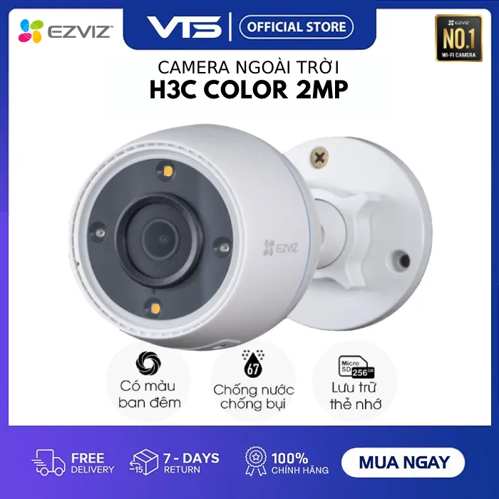 Camera H3C màu ban đêm EZVIZ WiFi 2MP 1080P ngoài trời thông minh