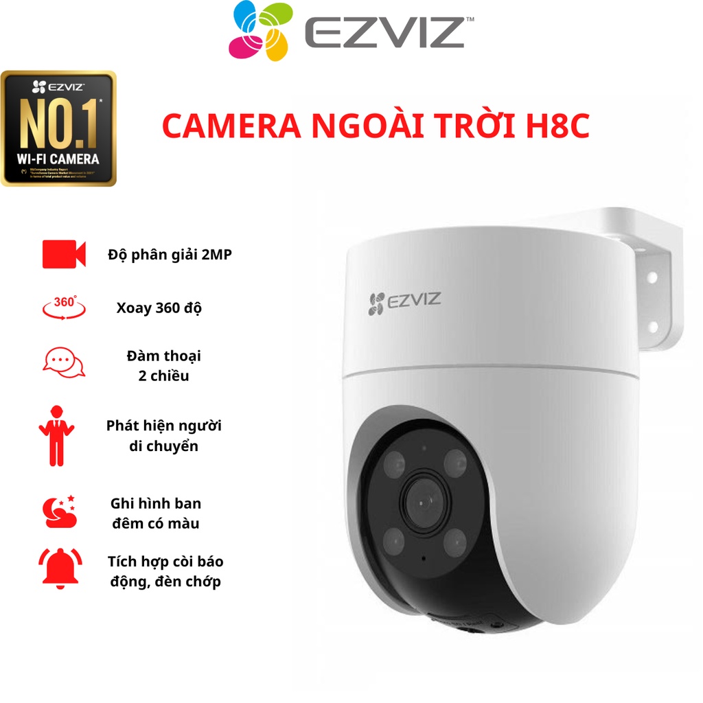 CAMERA WIFI EZVIZ H8C 1080P QUAY 360 ĐỘ, ĐÀM THOẠI 2 CHIỀU, NHẬN DIỆN AI