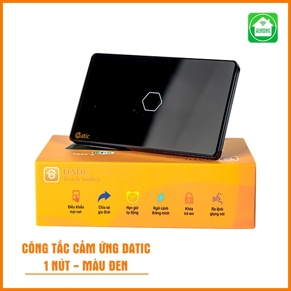 Công Tắc Cảm Ứng Wifi Datic – 1 Nút Màu Đen (Công suất 500W)