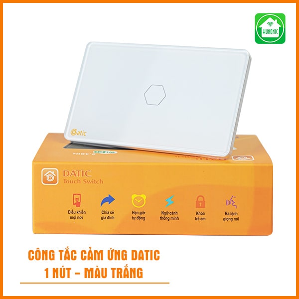 Công Tắc Cảm Ứng Wifi Datic – 1 Nút Màu Trắng (Công suất 500W)